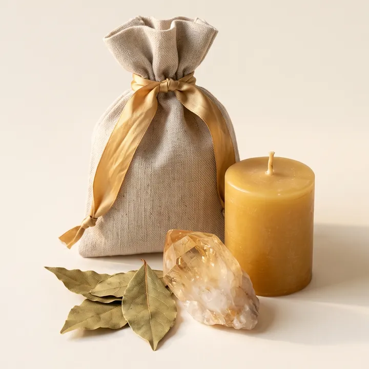 Kit Energético de Prosperidad - Velas doradas y cuarzos de abundancia